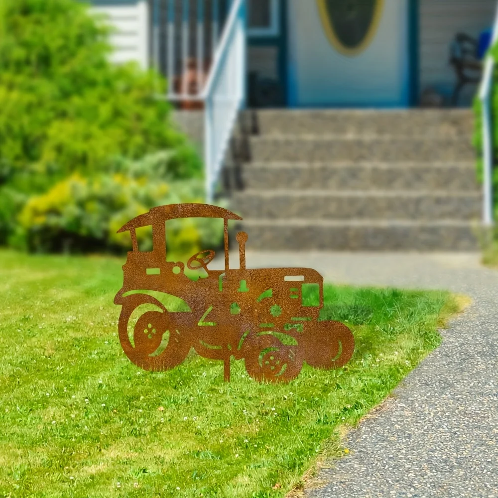2D Flat】[2D Flat] 1 Piece, Antique-Style Metal Fence Post, Suitable for Tractors, as a Rural Outdoor Artwork, Ideal for Bullfighting Decorations, and Also a Great Choice to Enhance Garden Fence Tops