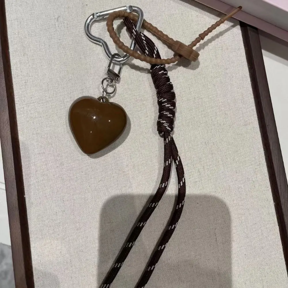 Fashionable Heart Leather Rope Keychain Cherry Bow Handmade Mobile Phone Lanyard Y2K Bag Charms Gifts