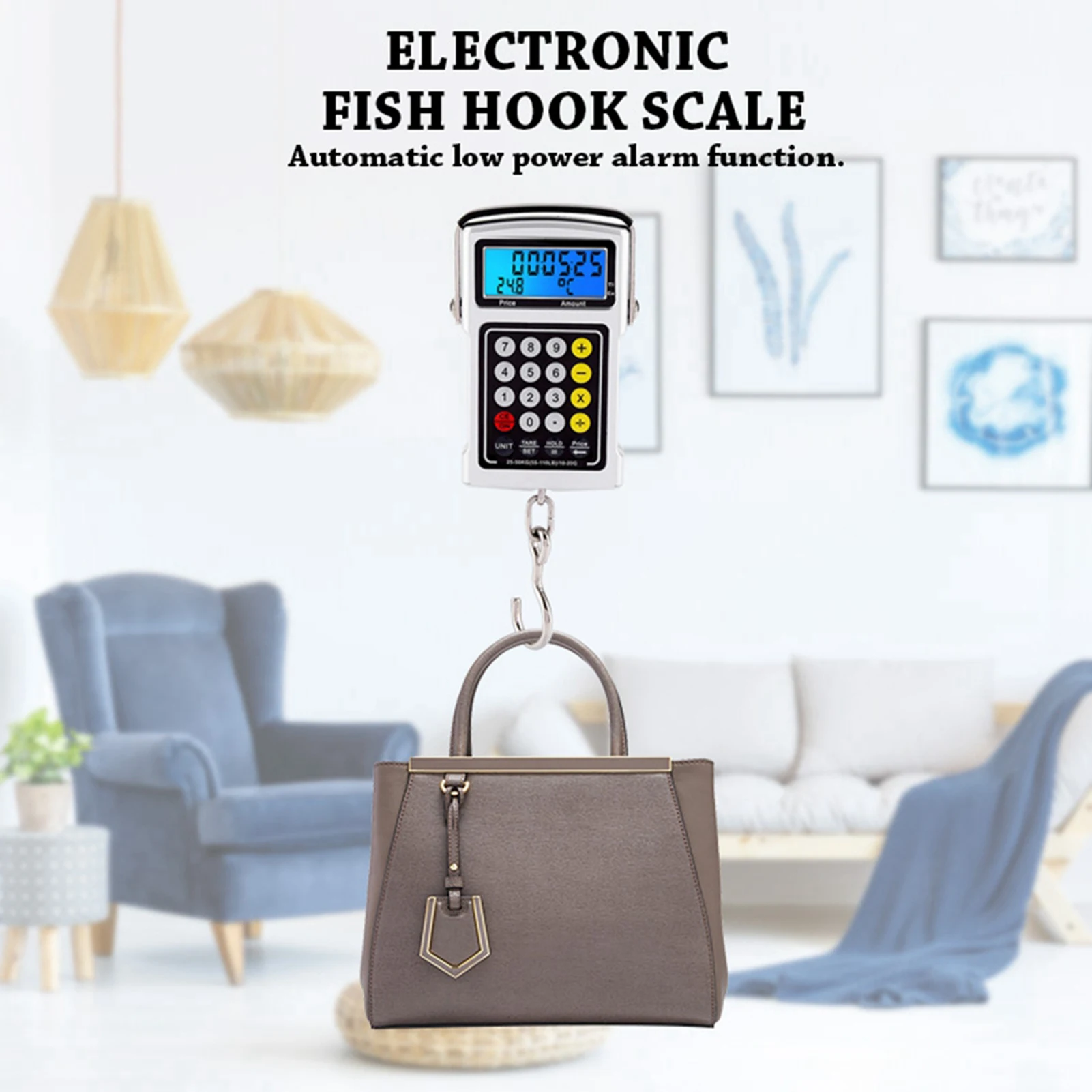 Digital Scale Electronic Fish Hook Scale 50Kg Luggage Weighing 7 in 1 Digital Hanging Scales Fish Hook Scale Hanging Scale