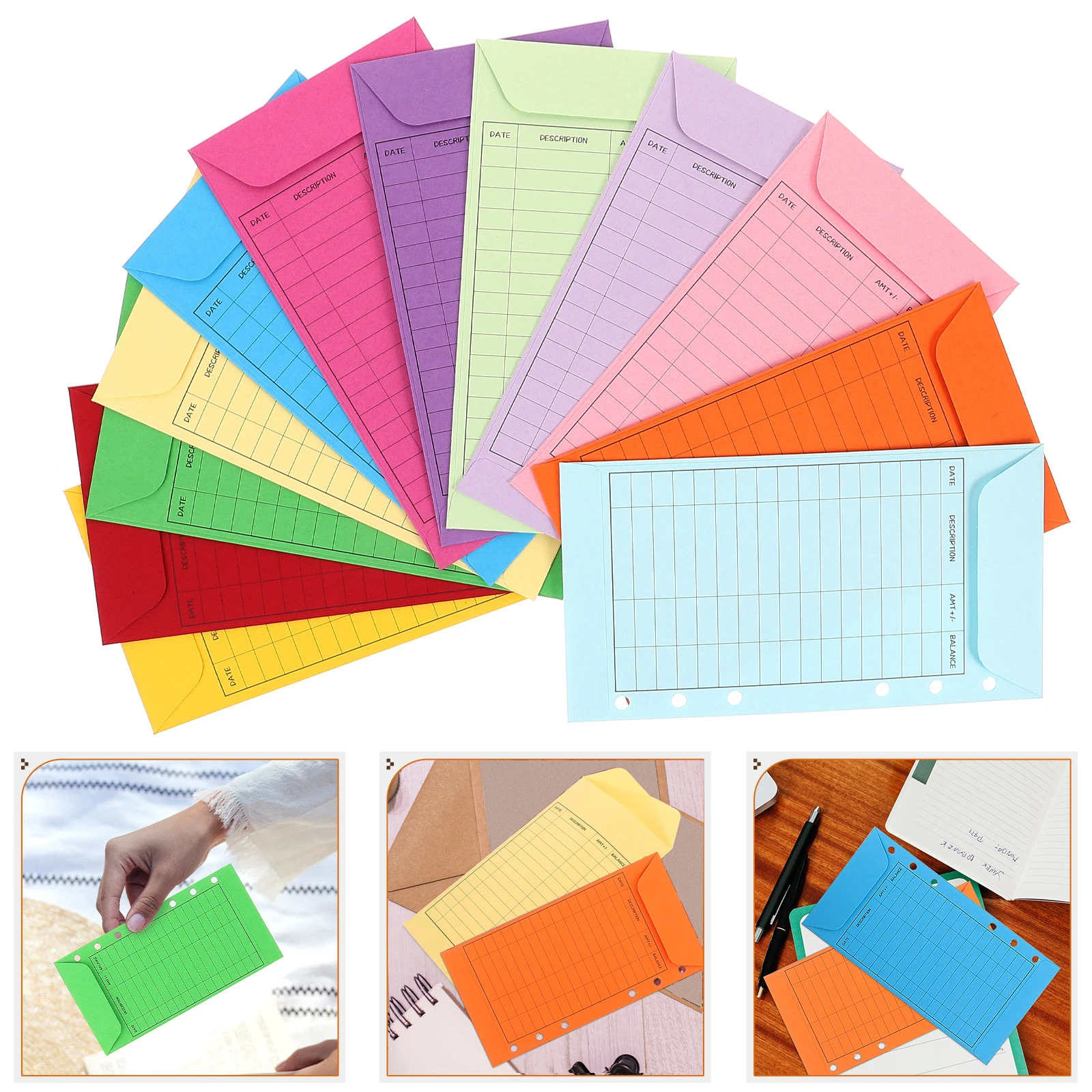 

12pcs Colorful Envelopes Set Thick Paper Budget Binder Cash Storage Expense Tracking Money Envelopes For Office Supplies