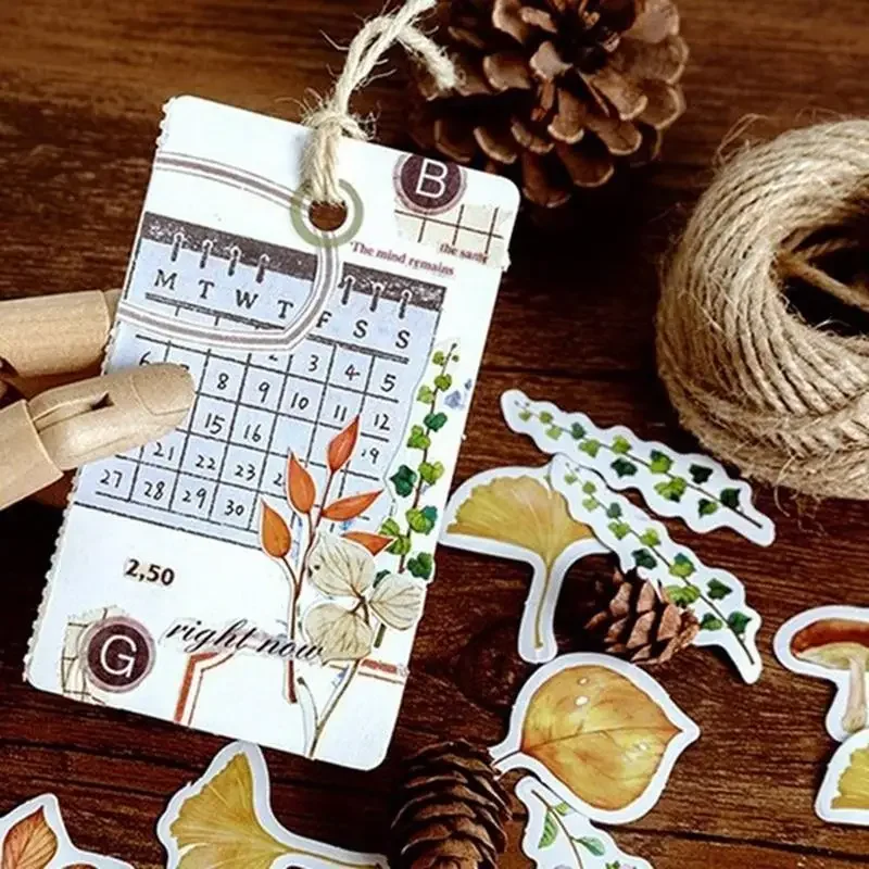 46 Pcs Fall Pumpkin Mushroom Stickers For Diy Craft Photo Album Retro Decoration