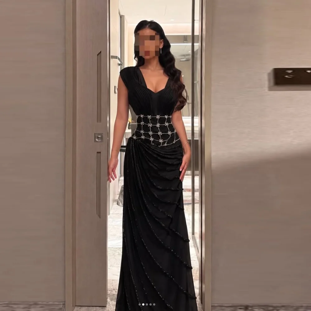 Customized Elegant Pleat Pattern Sequined Pearl Trumpet Prom Gowns Sweetheart Long Celebrity Evening Dresses Luxury