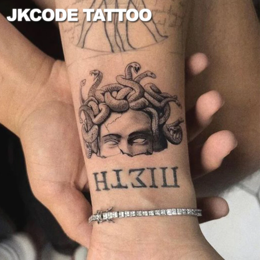 

Herbal Tattoo Sticker Roman Mythical Snake Girl“ Medusa” Broken Plaster Style Tattoo Fashion Girl Accessories Elegant Temperament Men's and Women's Hand Neck Ankle Tattoo Long-Lasting Waterproof 15 Days