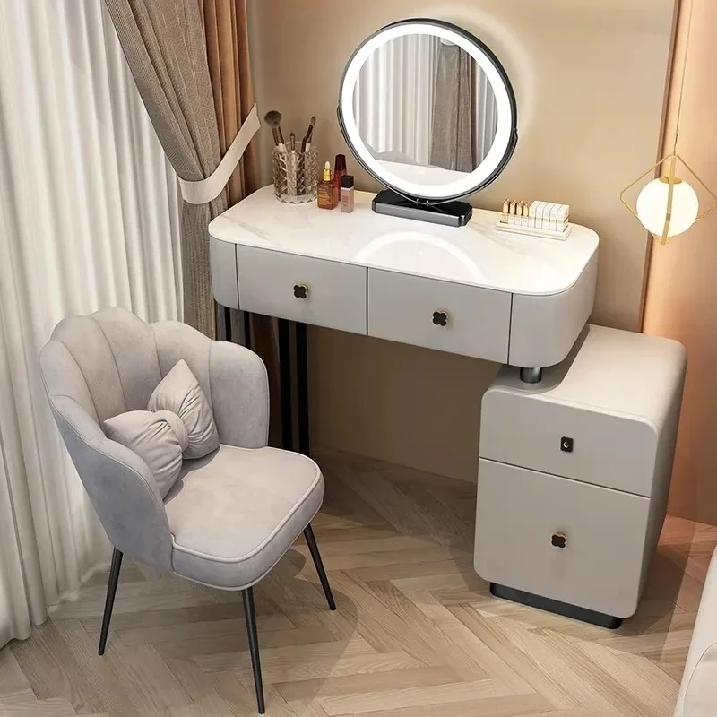 

Luxury Fashion Dressing Table White Makeup Home Nordic Dressing Table Lights Mirror Chair Tocador Maquillaje Bedroom Furniture