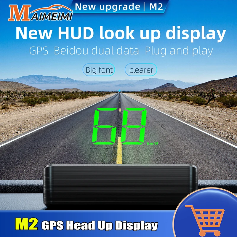 M2 GPS Head Up Display Car Speedometer Universal GPS For HUD Big Font Digital Speed Gauge KMH Auto Electronics for All Cars