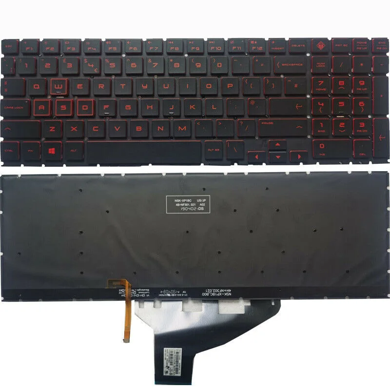 

New Backlight Keyboard for HP OMEN 15 DC DC0001tx DC0087nr 15-DC0020NR 15-dh Red keys keyboards US English 9Z.NF3BQ.101