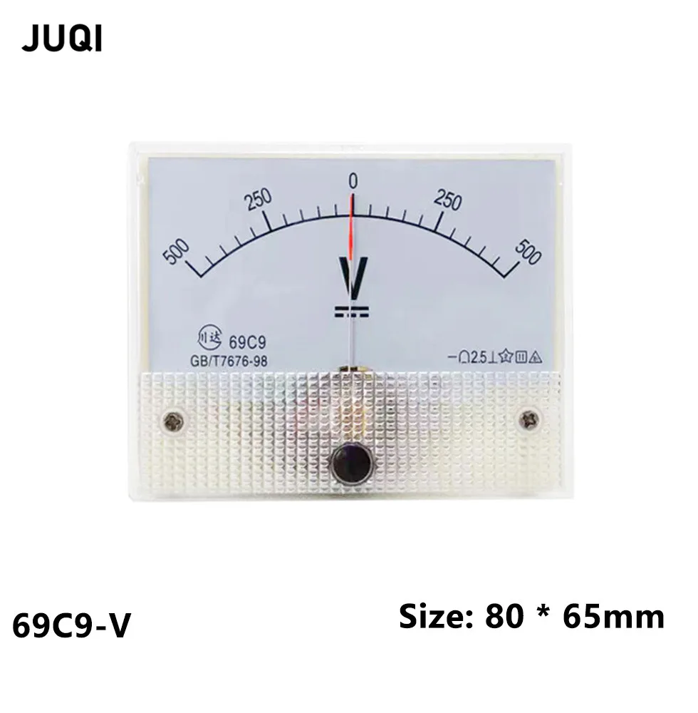 

69C9-V Pointer type DC positive and negative voltmeter 5V10V 20V 30V 50V 100V 300V 500V Bidirectional Pointer meter 80 x 65mm