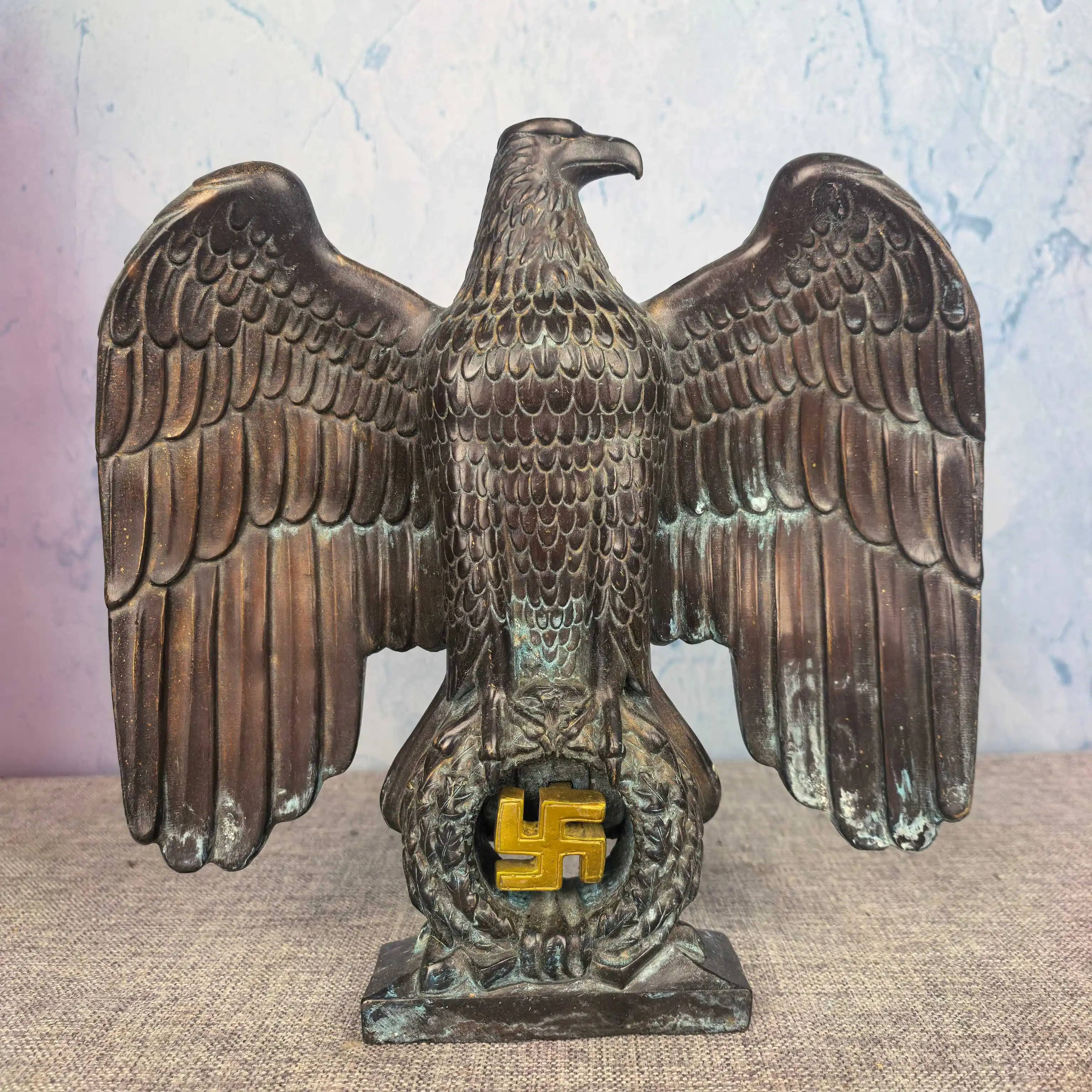 Old Brass Garuda Eagle Statue Buddha logo base Study screen Amass wealth Ornaments Town house Exorcism