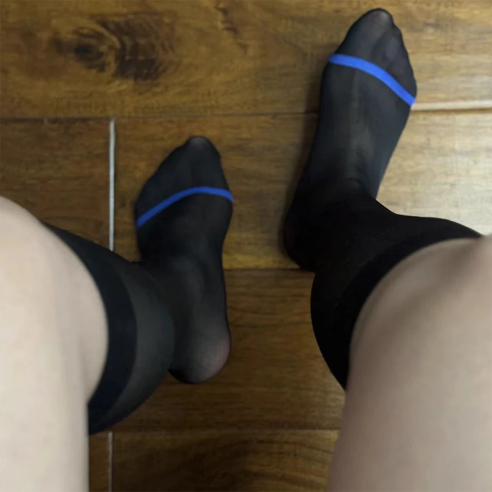 Chaussettes soyeuses pour hommes, pour le bureau et les événements formels, pour robe d'affaires, transparentes, résistantes à l'usure, respirantes, Tube en Nylon Sexy