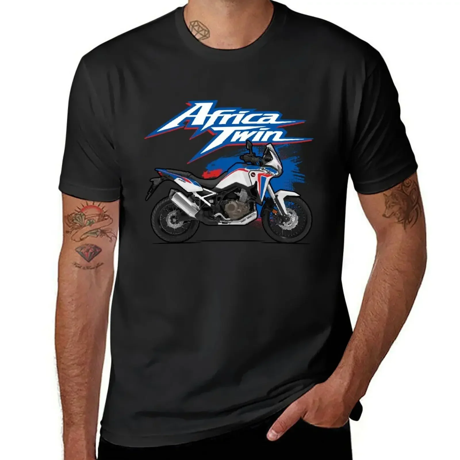 Men Africa CRF Twin 1100L T Shirts Harajuku  Graphic Clothing Summer Tees Japanese Motorcycle Unisex High Quality Tops