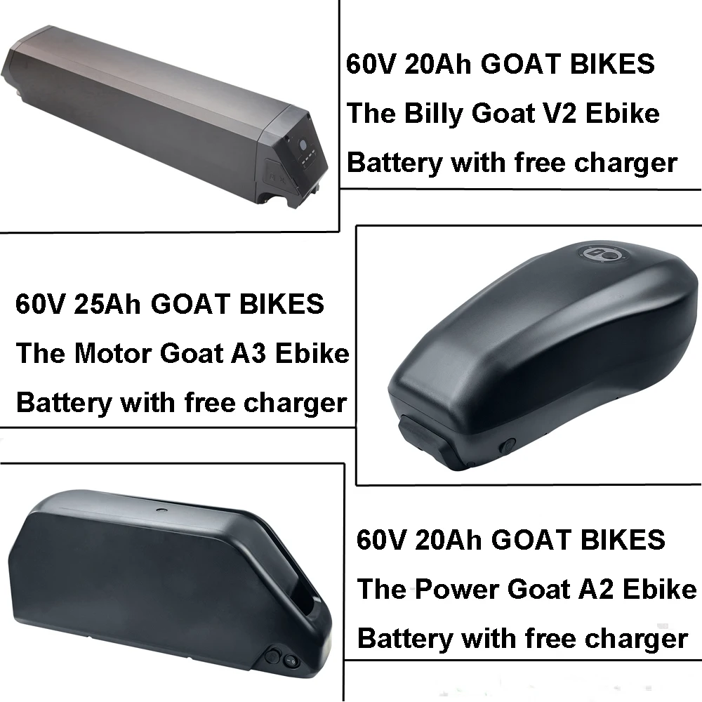 Batería de iones de litio para bicicleta eléctrica, Pila de 60V, 20Ah, 25AH, para bicis de cabra, Billy Power Goat V2, Motor Goat V3