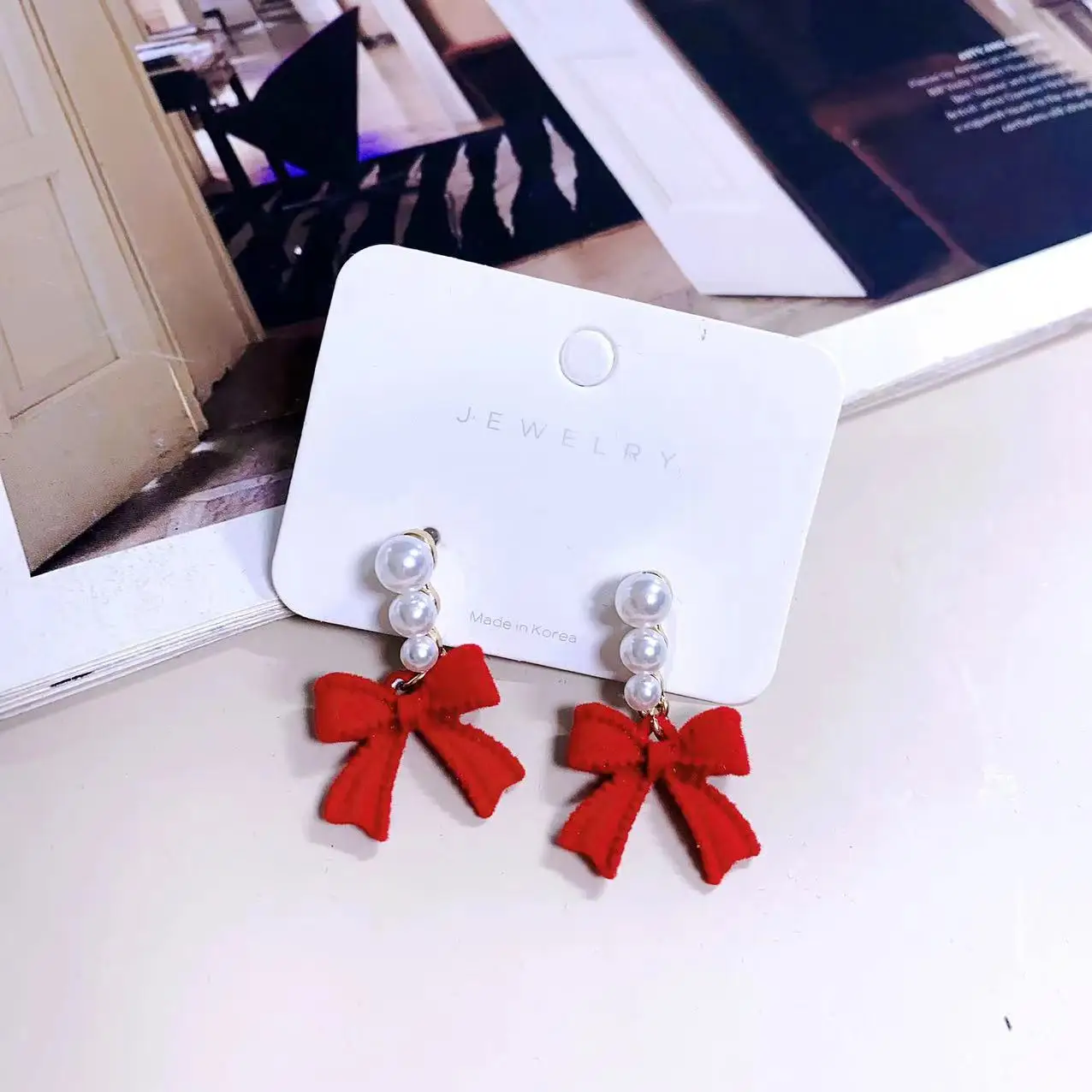 2025 New Sweet Temperament Small Fresh Bamboo White Lily Of The Valley Flower Earrings Elegant And Gentle Asymmetric  Earrings