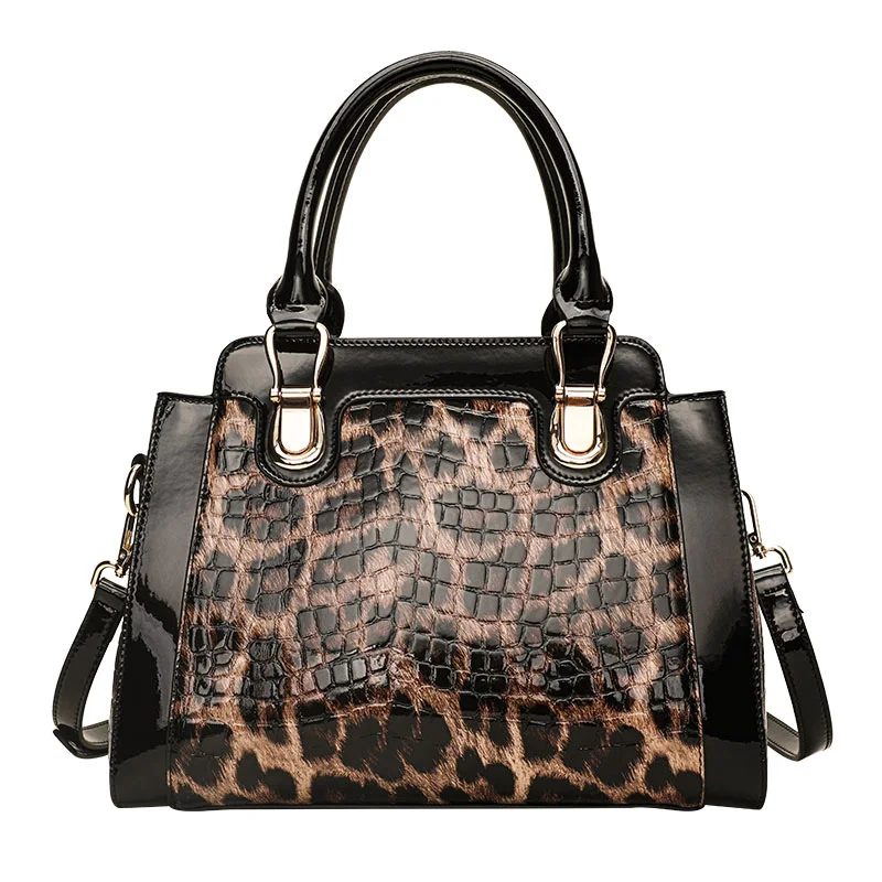 Genuine Leather Leopard Print Women\'s Bag 2024 New All-Match Women\'s Handbag Large Capacity Leather One-Shoulder Messenger Bags