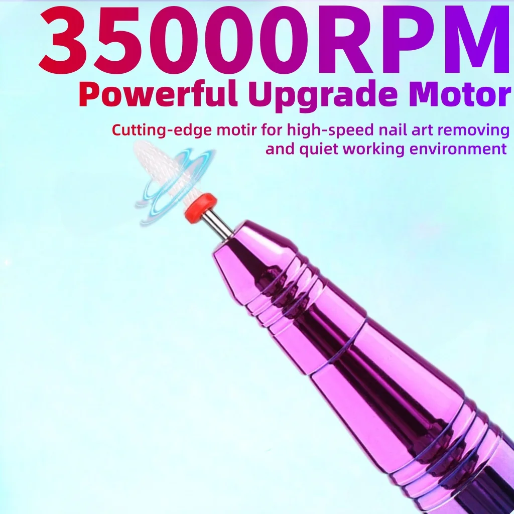 Taladro profesional para uñas, 35000RPM, CC, bolígrafo para decoración de uñas, lima de mano, máquina trituradora de esmalte, lijadora de uñas, taladro de manicura portátil