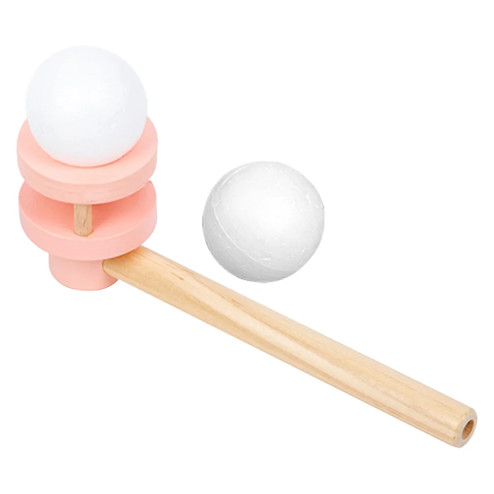 Floating Blow Pipe Balls Game Toys Blowing for Kids Pink Wood Parent-child Childrens