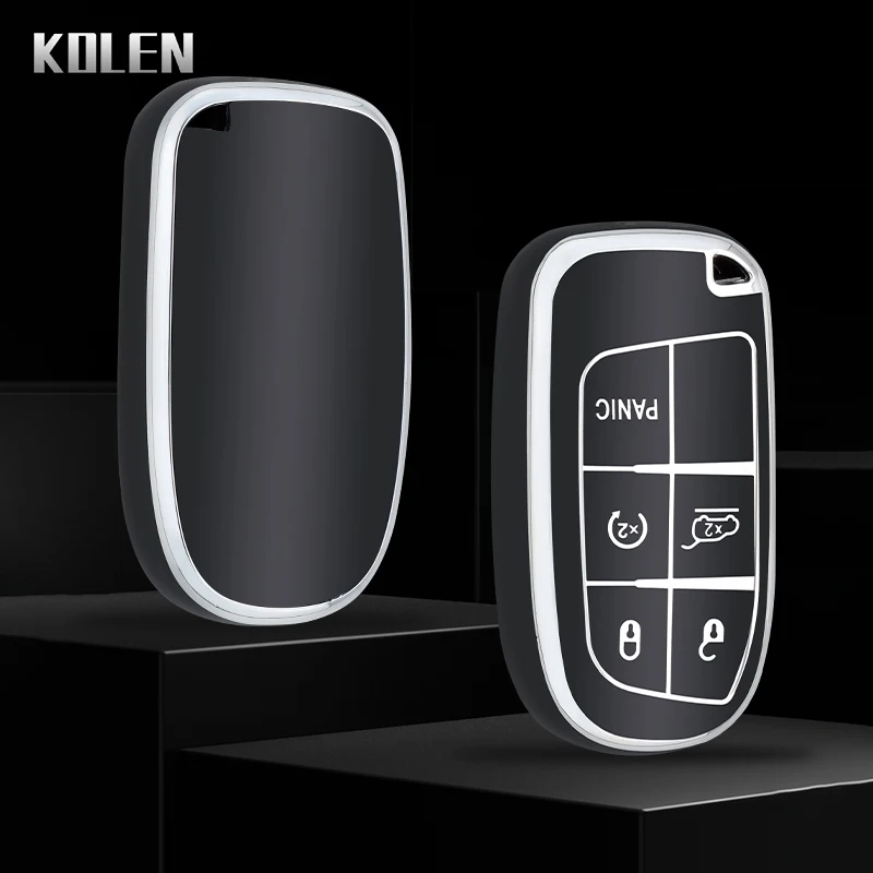 TPU Car Key Case Cover Shell Fob For Jeep Renegade Compass Grand Cherokee Chrysler 300C Wrangler Dodge Ram Charger Challenger view 3