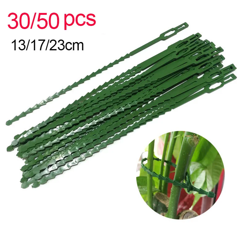 30/50 Pcs fascette per cavi da giardino riutilizzabili supporto per piante arbusti chiusura per alberi chiusura in Nylon regolabile in plastica PE fascette per cavi strumenti