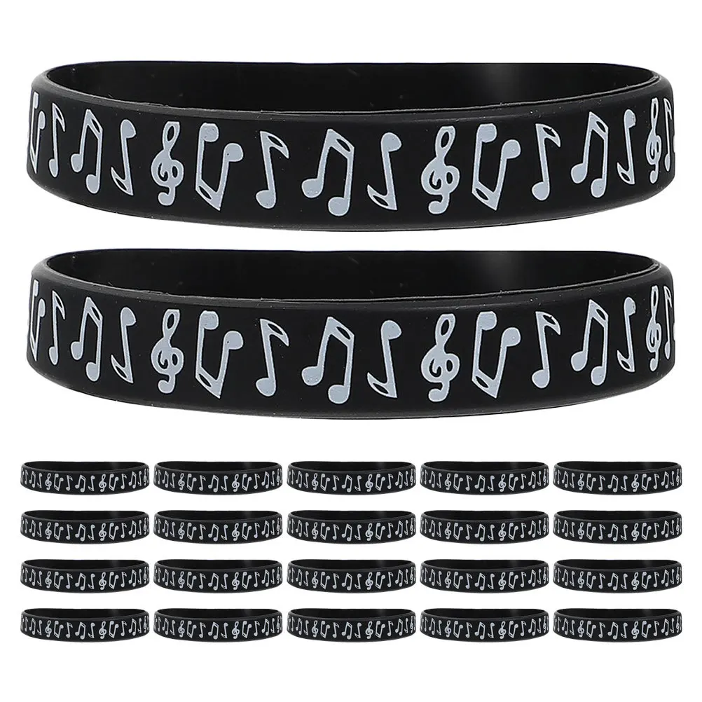 24 pezzi di note musicali braccialetti in silicone bomboniere musicali braccialetti di gomma sfusi decorazioni per festival di concerti bomboniere da ballo