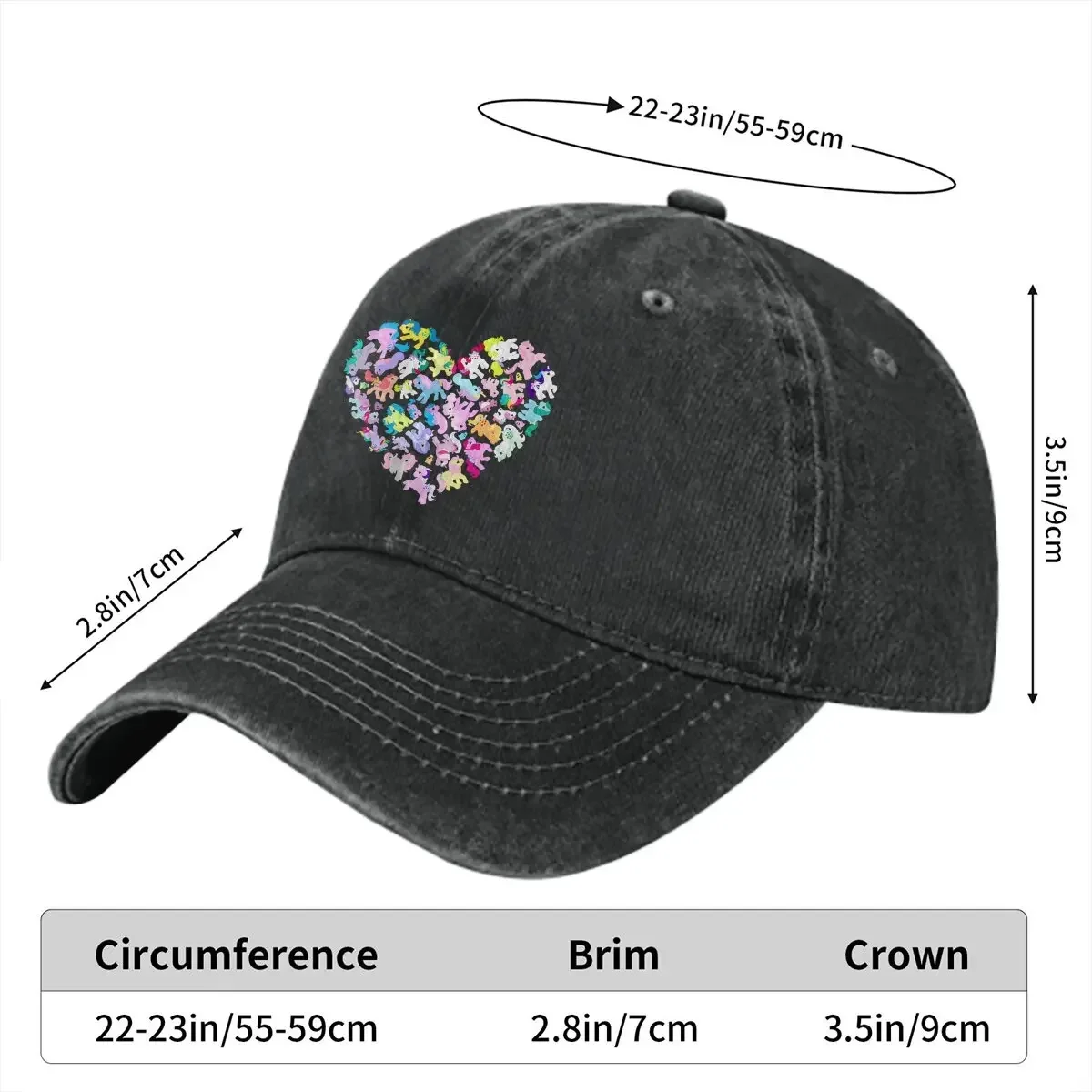 Pure Color Dad Hats I Heart MLP Women's Hat Sun Visor Baseball Caps Cute Unicorn Cartoon Peaked Cap