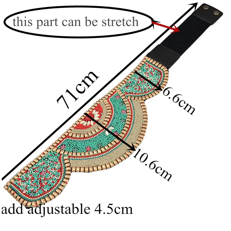 สายคาดเอวลูกปัดหลากสีสำหรับผู้หญิงชุดเดรสสไตล์ยิปซีชนเผ่าชุดคอร์เซ็ทคอร์เซ็ทเข็มขัดยืดสไตล์โบฮีเมียนอินเดียเครื่องประดับร่างกายแอฟริกัน