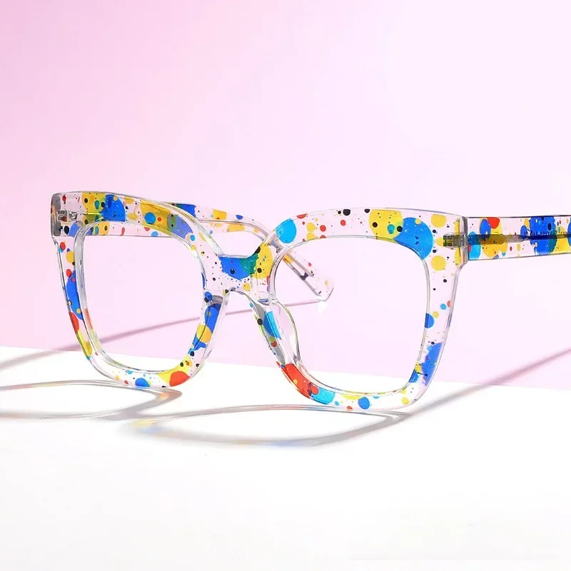 New Trendy Color Glasses Frame for Women High-quality Handmade Large Frame Square Optical Reading Prescription Eyewear