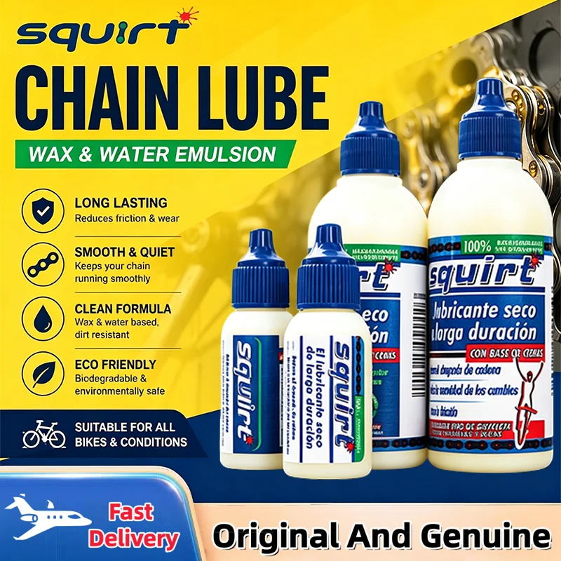 Squirt Chain Lube 120ML Wax Based Long-Lasting Cleanliness And Dust Resistance Bicycle Chain Oil for Smooth Pedaling