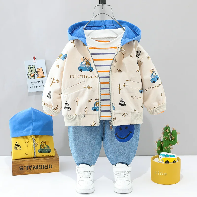 Spring and autumn new children's infant suit boys and girls children's letter printed long sleeve zipper jacket + trousers set