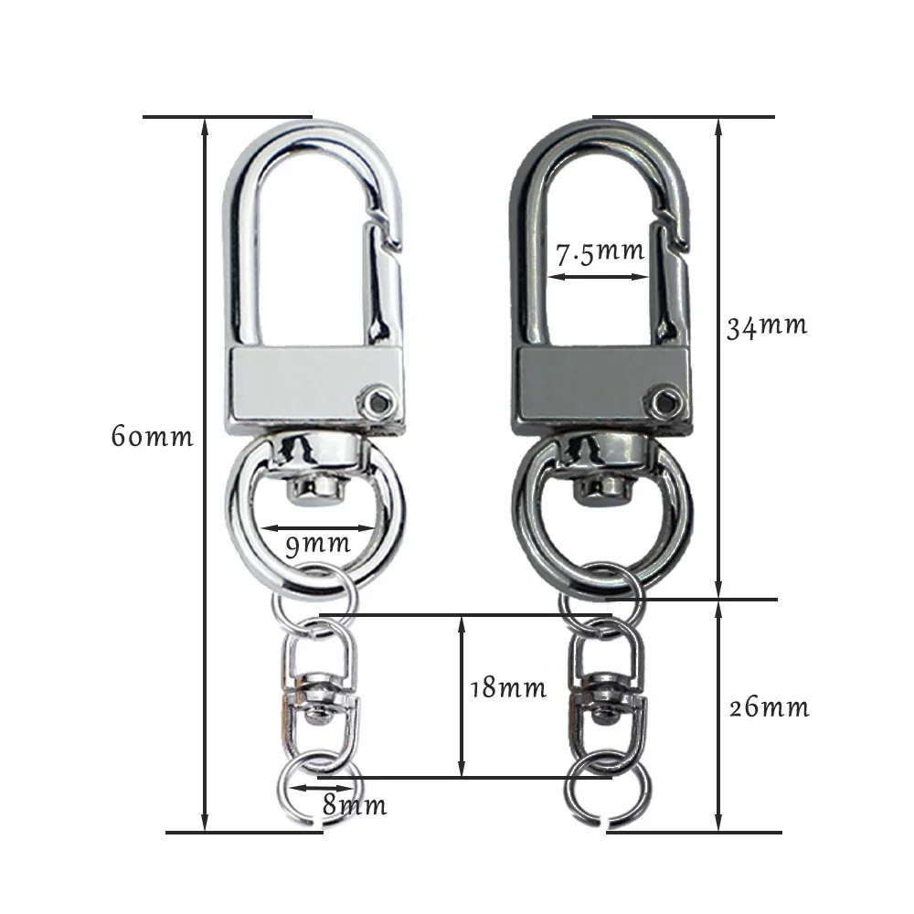 100set Silver Color Metal Keychain U-Shaped Clasps Split Ring Keyfob Key Holder Rings Women Men DIY Key Ring Accessory Wholesale