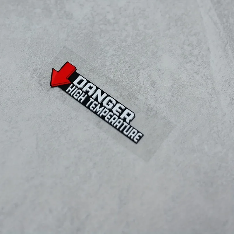 2PCS/SET Danger High Temp Motorcycle Vinyl Sticker Red Arrow Self-Adhesive Waterproof Warning