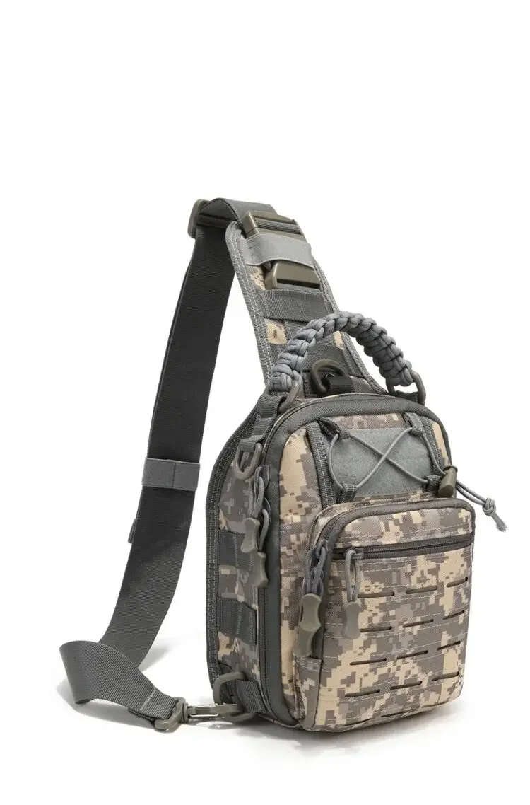 

Single Shoulder Diagonal Straddle Outdoor Portable Riding Camouflage Outdoor Sports Small Chest Handbag Laser Punching Satchel