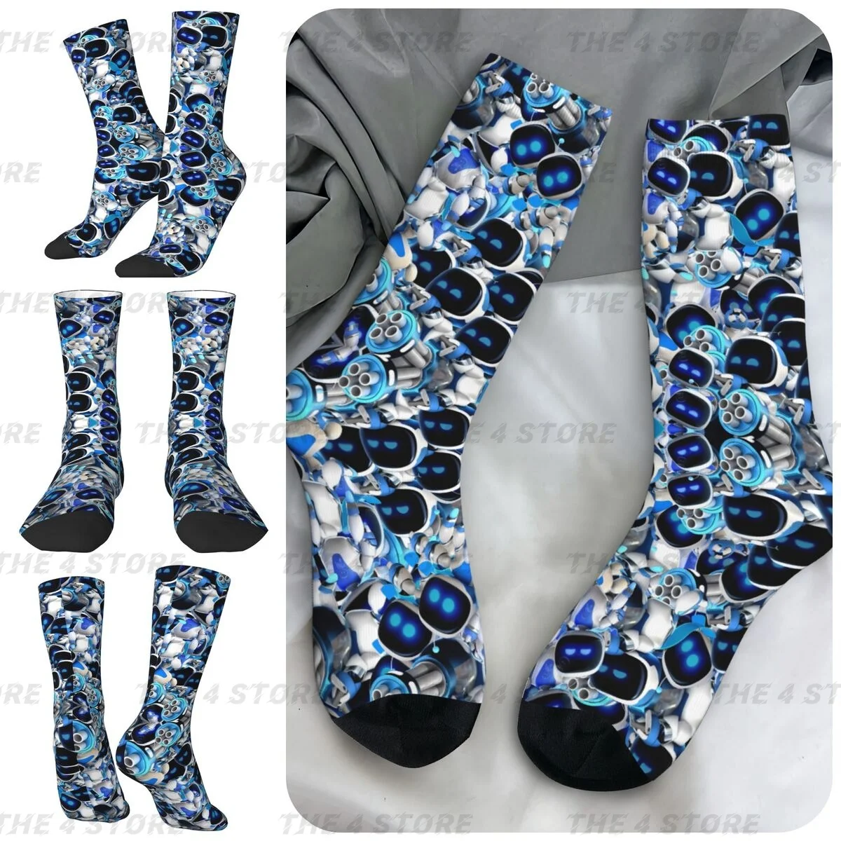 High elasticity polyester fiber 3D printing cosy Unisex Windproof Astrobots Playroom Game Interesting Four Seasons Socks