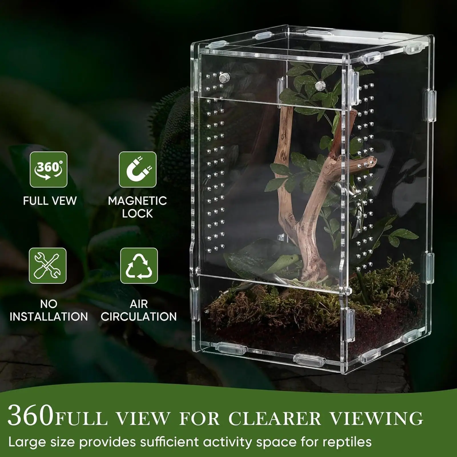 Acrylic Jumping Spider Enclosure Escape Proof Reptile Feeding Tank Ventilated Transparent Reptile Habitat Front Opening - view 2