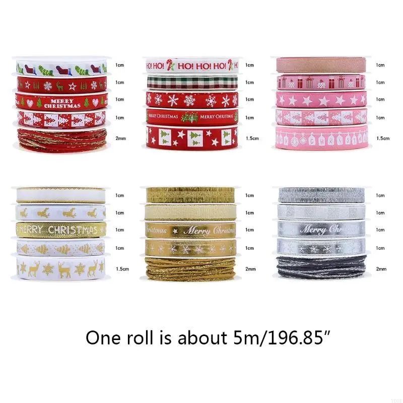 Decoration Christmas Tree Star Ribbon Grosgrain Ribbon For Craft Supplies Y08E