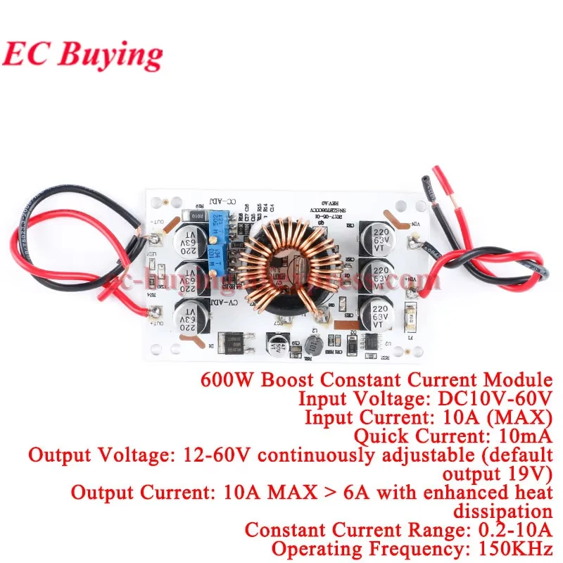 DC-DC Boost Voltage Converter CC CV Aluminum Substrate Step Up Constant Current 250W 600W 10A Power Supply Adjustable Module