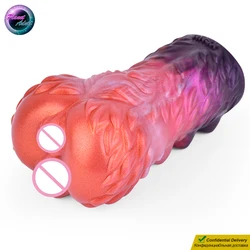 14.8*3.5cm Silicone 2 Holes Alien Monster Pocket Pussy Dragon Vagina Artificial Anus Sex Toys for Men Masturbation Cup Sexshop