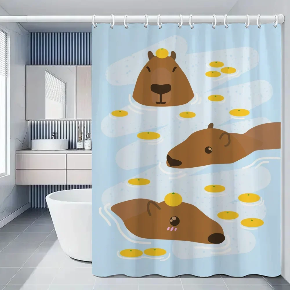 

Capybara Bathroom Shower Curtain Cloth Curtains Bath Cover Waterproof Fabric Full 200x180 Curtins Funny Products Household Home