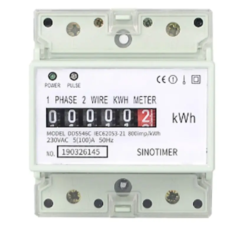 AT21-1 PCS Electric Single Phase Two Wire Energy Meter Kwh Counter AC 220V 100A Consumption Analog Electricity Wattmeter (A)