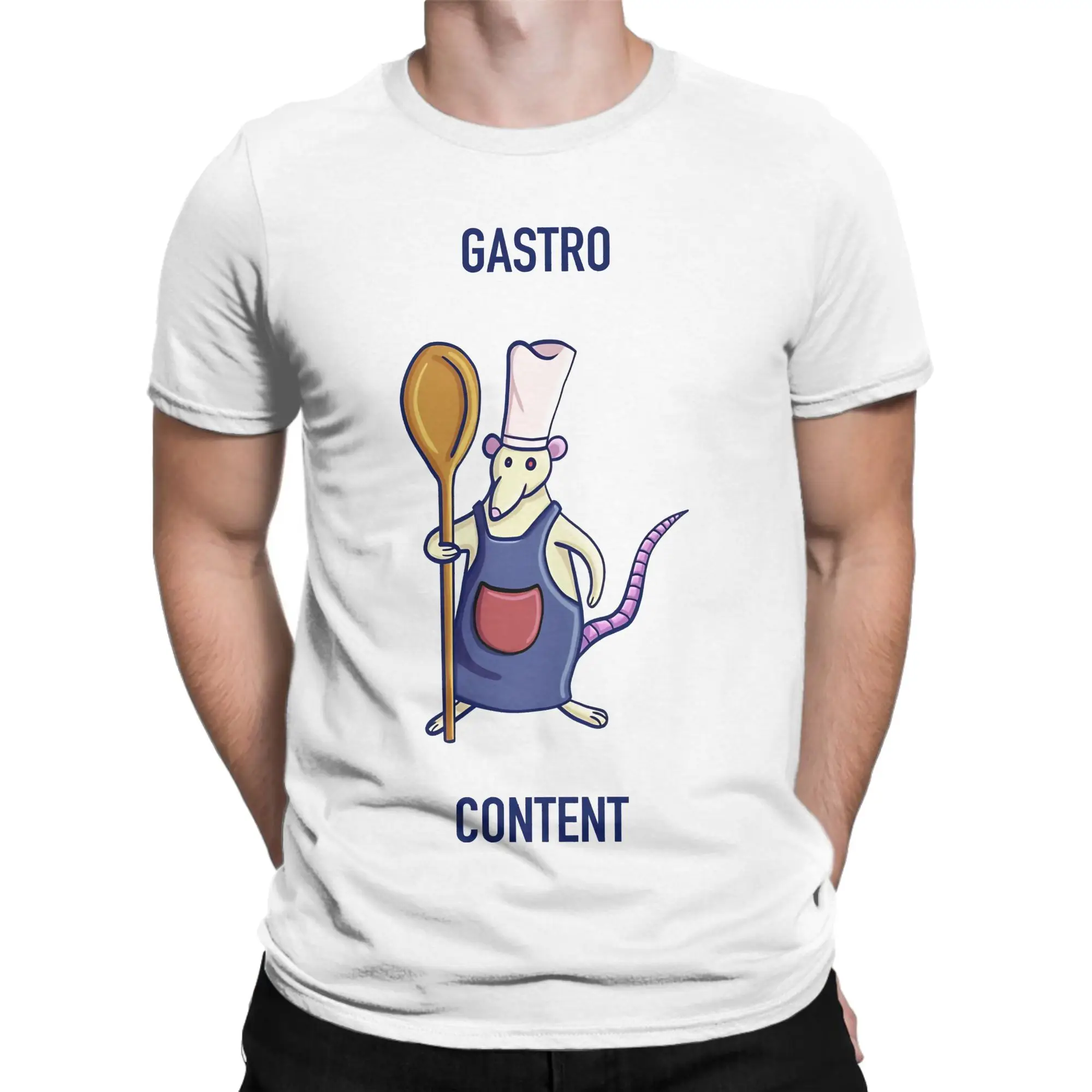 Funny Ratatouille T-Shirt Men Round Collar Pure Cotton T Shirts  Short Sleeve Tee Shirt Unique Tops