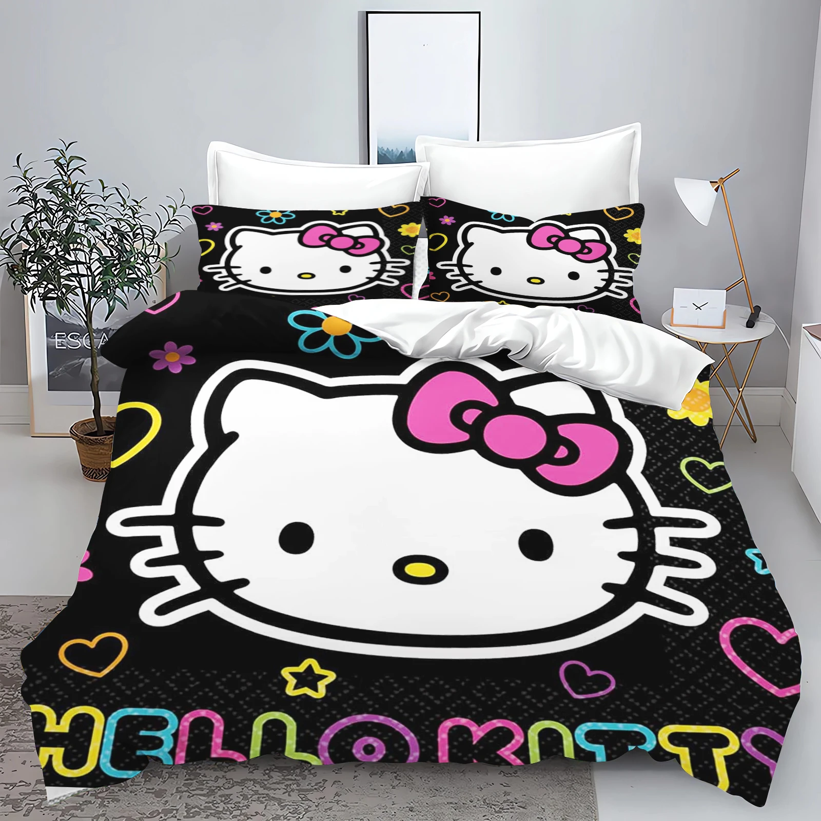 

Hello Kitty 3D Children'S Printed 100% Polyester Bedding Set Duvet Cover Set Twin Size Bedding Sets Anime Home Cute Cartoon