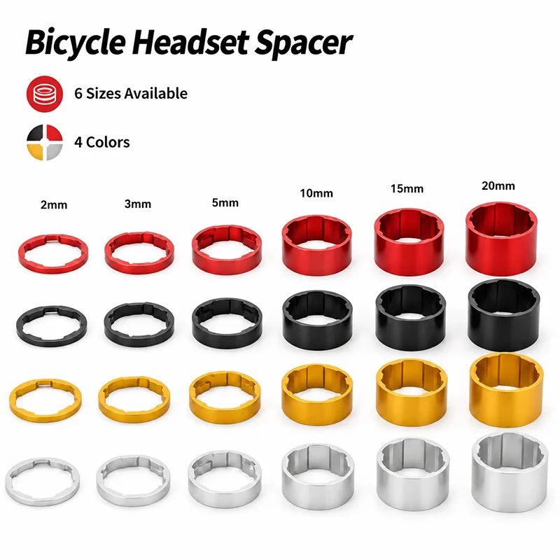 1-1/8 Inch Bicycle Headset Spacer 28.6mm Aluminum Alloy Stem Washer 2/3/5/10/15/20mm for MTB Road Bike