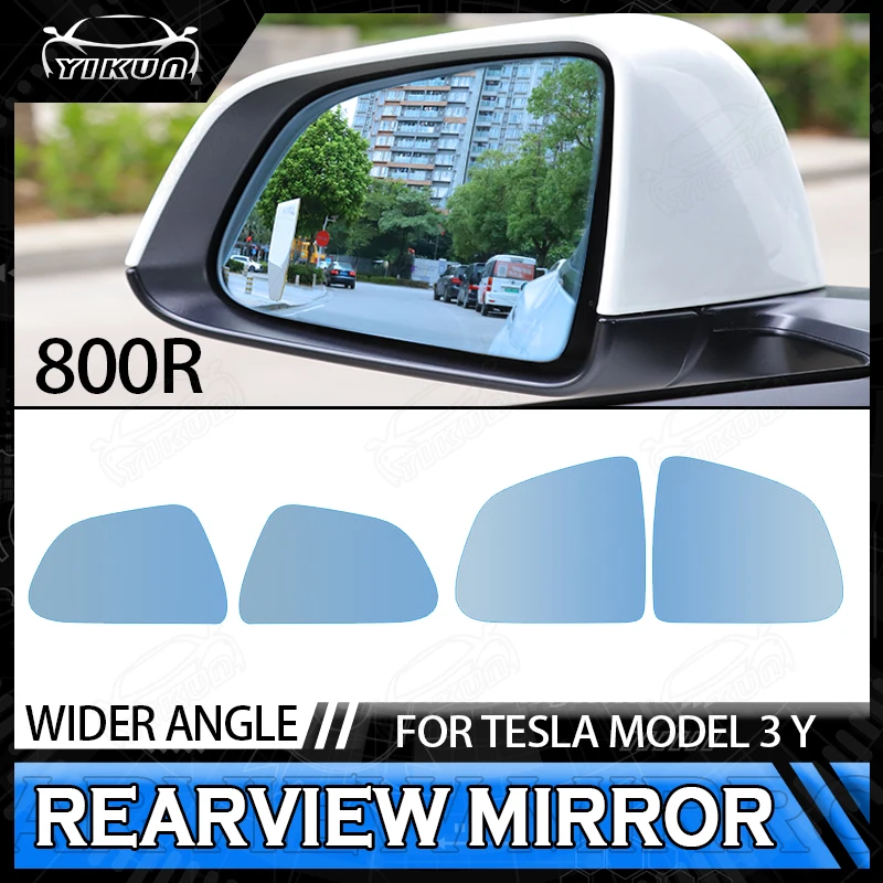 1 Pair 800R Wide-Angle Large Vision Rearview Mirror Heating Replacemen Anti Dazzle Reversing For Tesla Model 3 Y X S Accessories