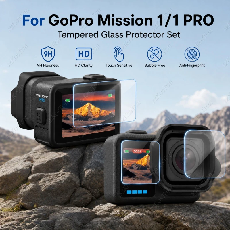Gehärteter Film für GOPRO MISSION 1/1PRO Displayschutzfolie, Linsenschutzglas, kratzfest, ultradünner Film, Zubehör-Set