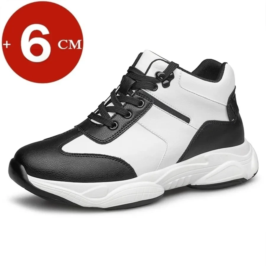 

Men Casual Leather Elevator Shoes Hidden Heels Sports Heightening Shoes For Man Increase Insole 6CM Height Shoes Lift Sneakers