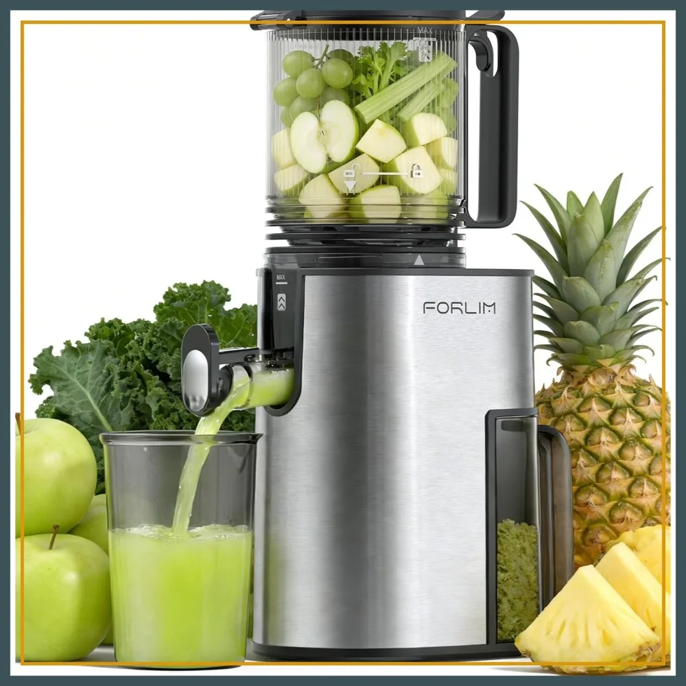 

5.2" Large Feed Chute Cold Press Juicer, Slow Masticating Machine for Whole Fruits & Vegetables, High Juice Yield, Easy Clean