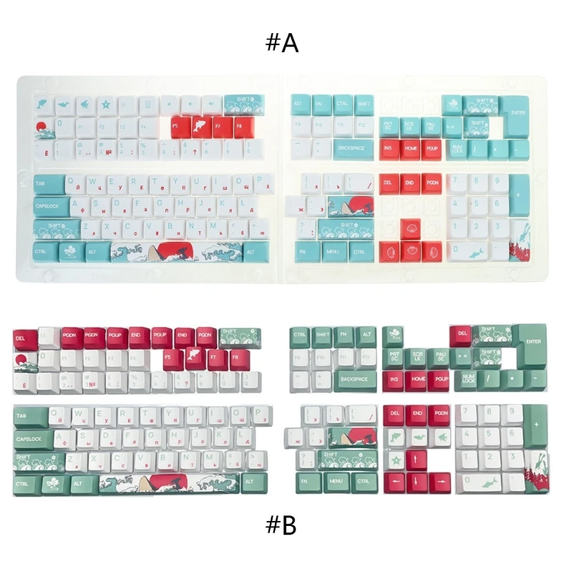 

Coral Sea Themed XDA /OEM Keycaps Russian Keycaps for 61/64/68/75/87/98/104/108 Dropship