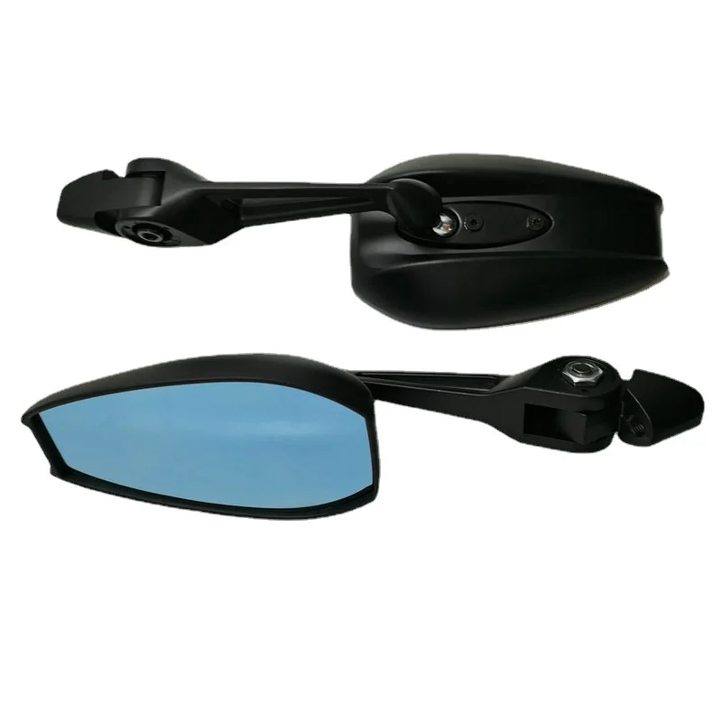 Universal Motorcycle Rearview Mirror, Aluminum Blue Glass Rearview Mirror, Suitable for Yamaha, Suitable for Kawasaki and Honda