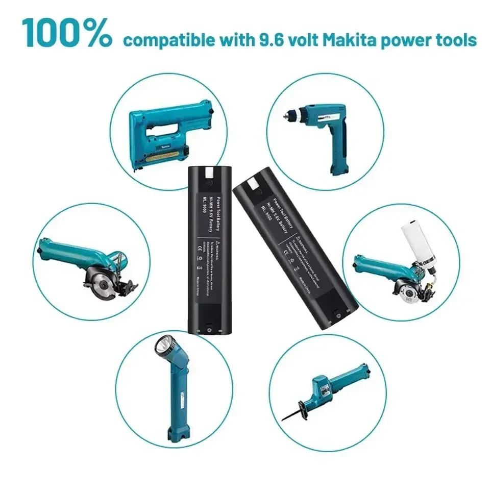 

9.6V 4800mAh Ni-MH Rechargeable Replacement Battery for Makita Mak 6095D 9000 9001 9002 9033 9034 632007-4 9600 193890-9 5090D