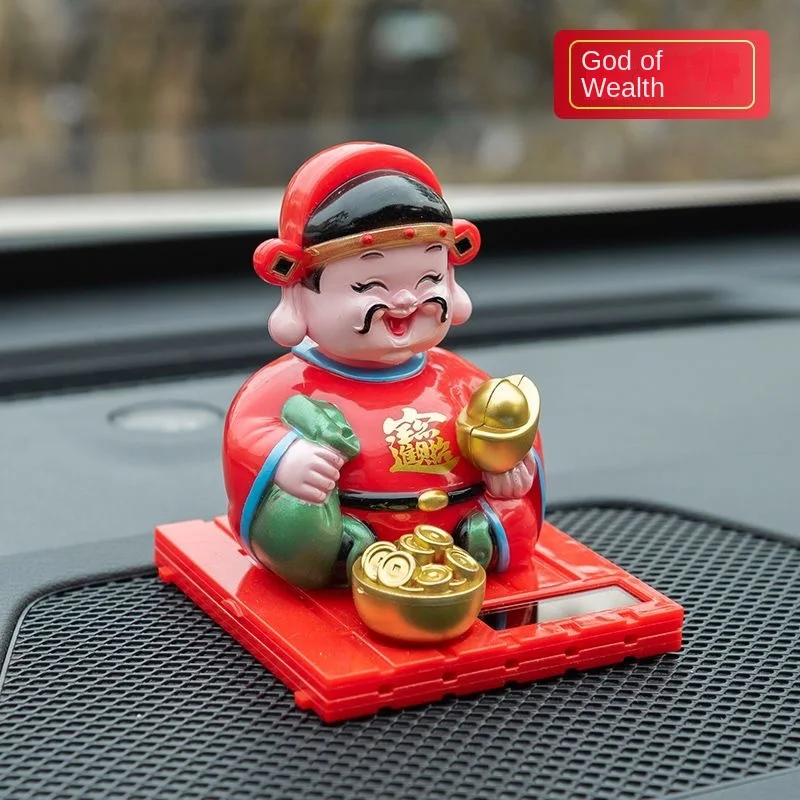 Solar Car God Of Wealth Ornaments Nodding God of Wealth Car Ornaments auspicious God of Wealth Car Ornaments Car Accessories