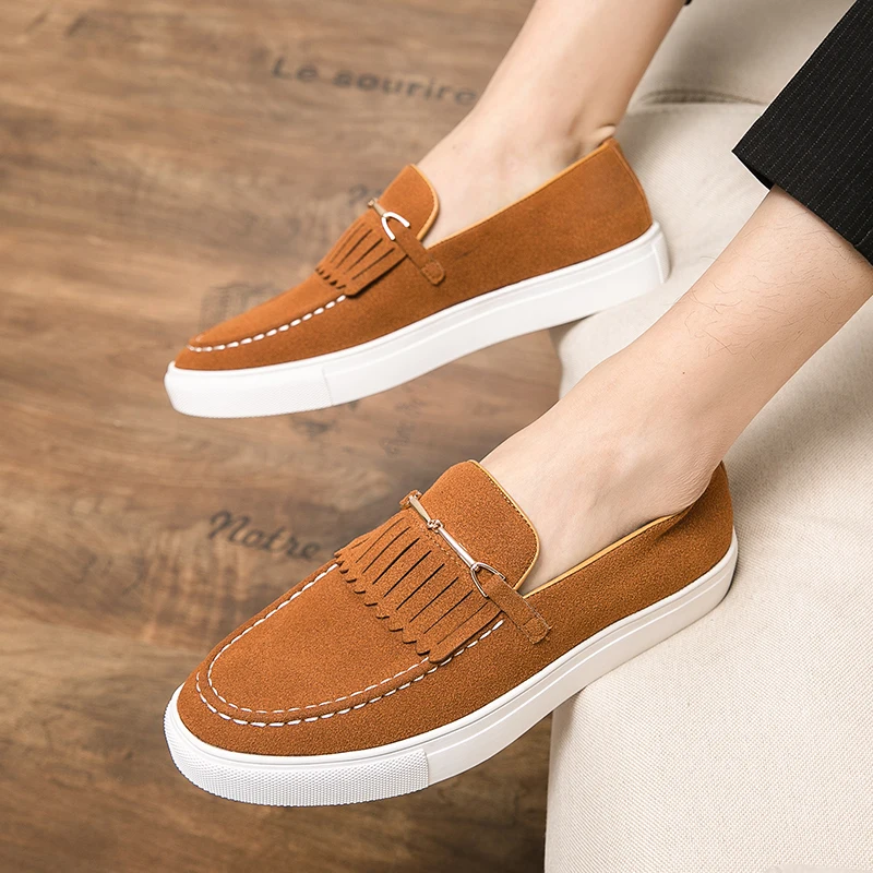 Trend Yellow Suede Loafers For Men Original Comfortable Slip-on Men's Moccasins Fashion Flat Casual Shoes Men mocasines hombre