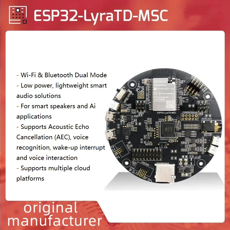 

ESP32-LyraTD-MSC Audio Development Board Smart Speakers and AI Apps Wi-Fi Bluetooth Dual Mode